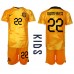 Billige Nederland Denzel Dumfries #22 Hjemmetrøye Barn VM 2022 Kortermet (+ korte bukser)